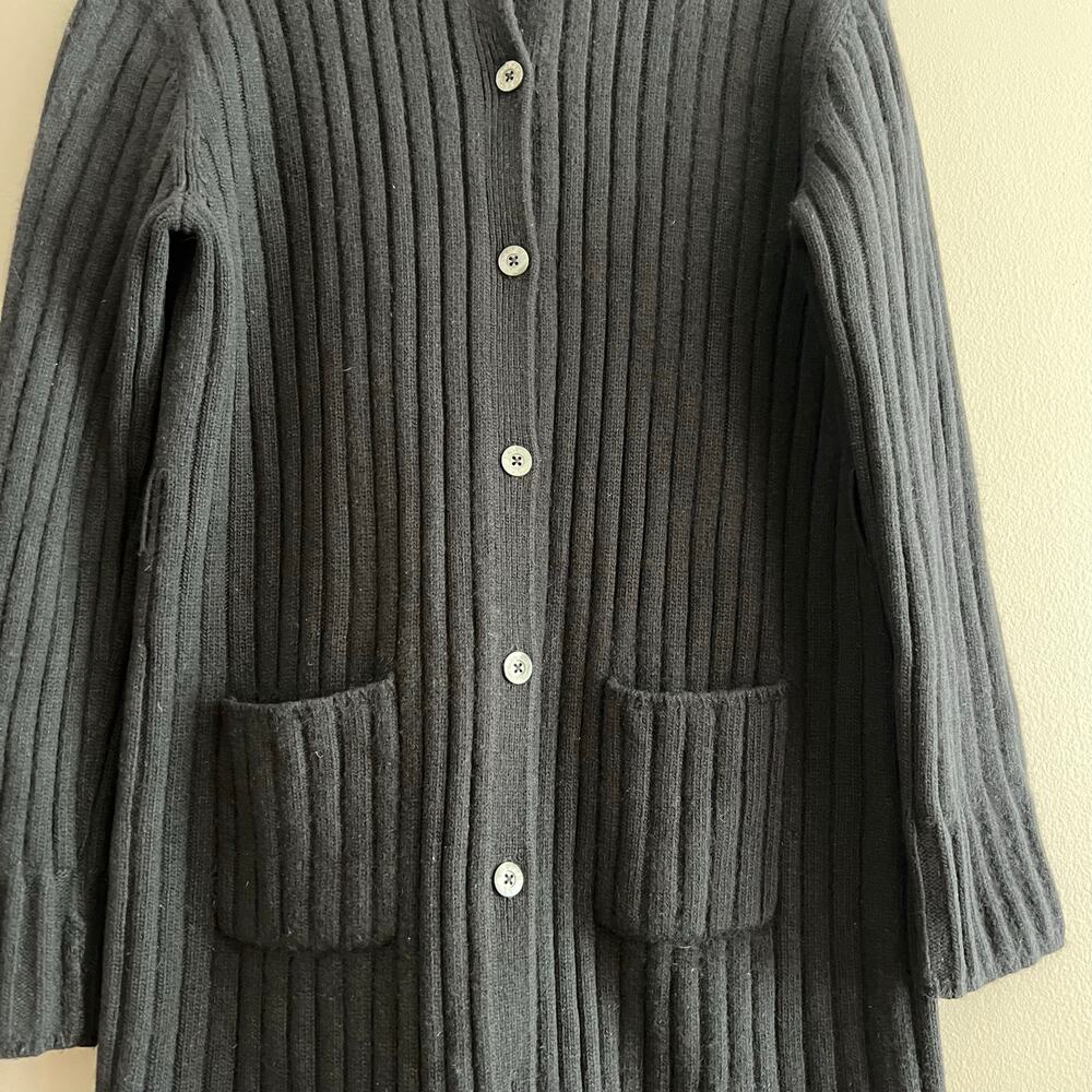 Lauren Ralph Lauren Ribbed Cashmere Angora Ribbed Duster Long Cardigan Black L - Picture 4 of 9